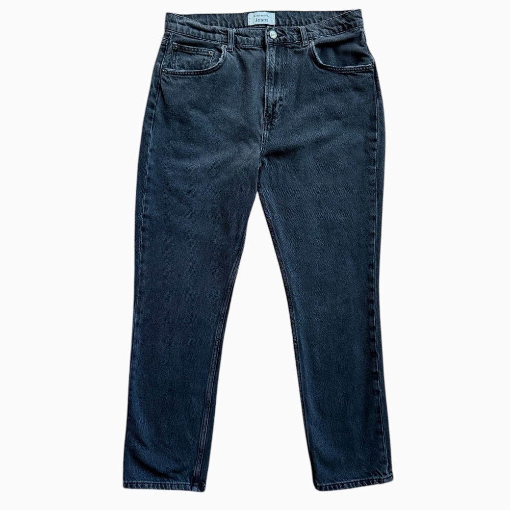 Reformation High Rise‎ Straight Leg Jeans in Black Monterey Wash Sz 31